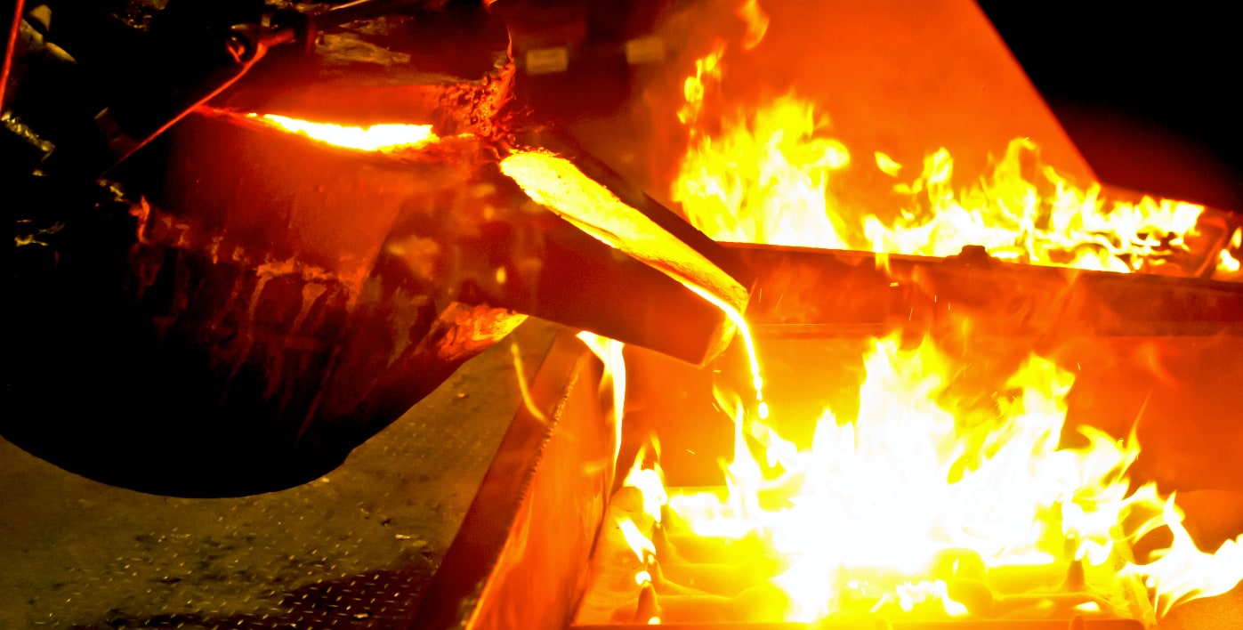 Molten iron being poured at Unicast Company